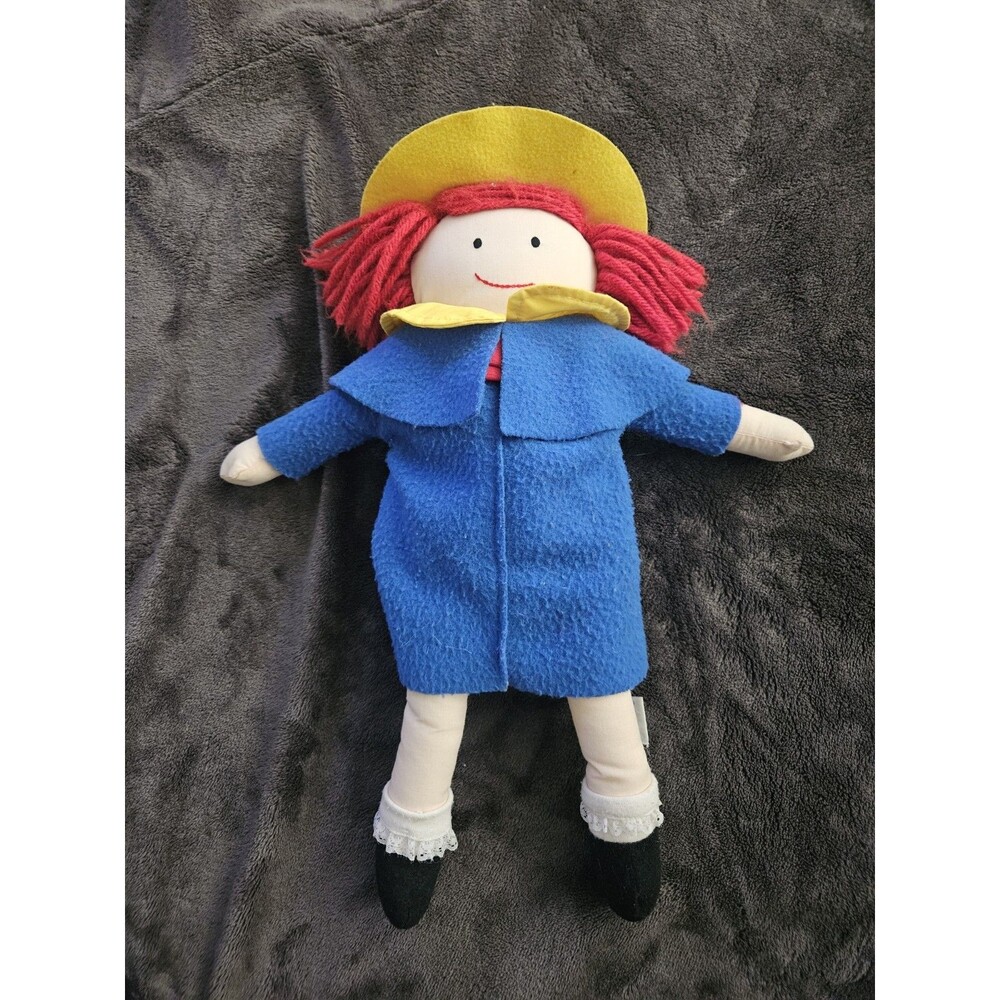 VTG Madeline Plush Doll 15” Blue Coat 1994 Eden Toys Soft Rag Doll Coat & Hat